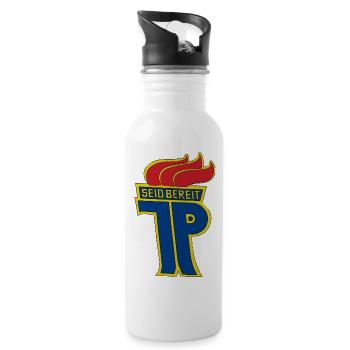 Jungpioniere seid bereit! - Trinkflasche mit integriertem Trinkhalm - Weiß - Rechts