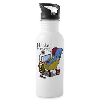 Hacker - Trinkflasche mit integriertem Trinkhalm - Weiß - Rechts