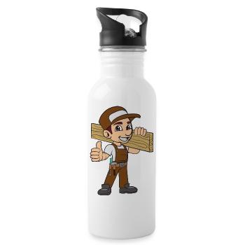 Tischler Zimmermann - Trinkflasche mit integriertem Trinkhalm - Weiß - Rechts