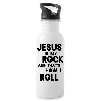 Jesus is my rock - cool Christian gift - Water bottle with straw - white - Right