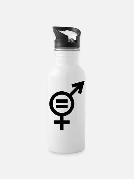Gender Equality Symbol - Water bottle with straw - white