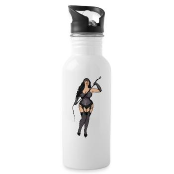 curvy domina - Trinkflasche mit integriertem Trinkhalm - Weiß - Rechts
