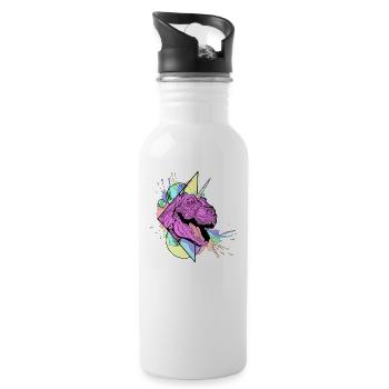 Dinosaure Rose Licorne - Gourde avec paille intégrée - blanc - Droite