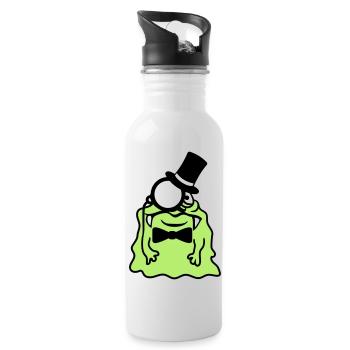sir herr gentlemen zylinder monokel reich glibber - Trinkflasche mit integriertem Trinkhalm - Weiß - Rechts