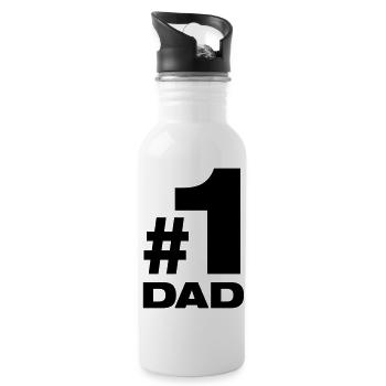 Nummer 1 Dad bester Vater Papa Vati Eltern Kinder - Trinkflasche mit integriertem Trinkhalm - Weiß - Rechts