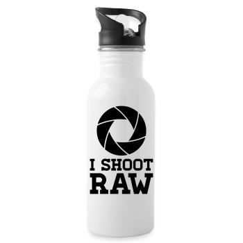 I Shoot Film – Analog Kamera ?-Format Design - Trinkflasche mit integriertem Trinkhalm - Weiß - Rechts
