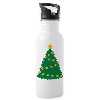 Weihnachtsbaum - Trinkflasche mit integriertem Trinkhalm - Weiß - Rechts