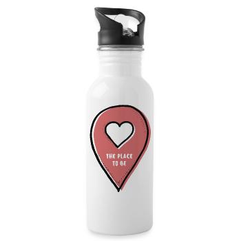 Standort | the place to be | Koordinaten eingeben - Trinkflasche mit integriertem Trinkhalm - Weiß - Rechts