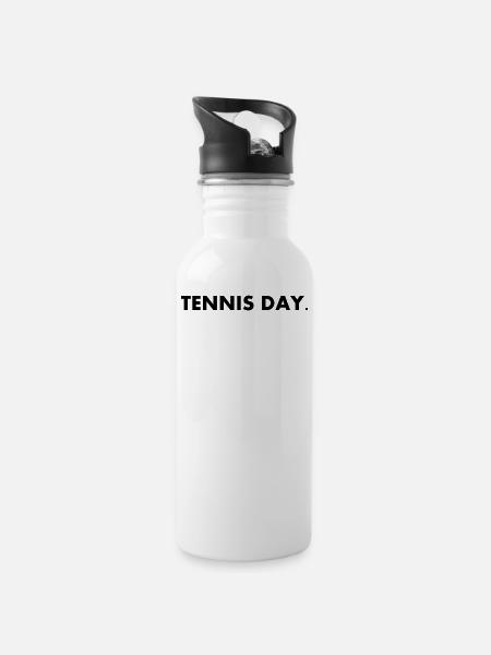 Tennis Geschenkidee - Trinkflasche mit integriertem Trinkhalm - Weiß
