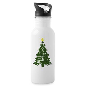 Weihnachtsbaum - Trinkflasche mit integriertem Trinkhalm - Weiß - Rechts