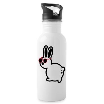 comic hase - Trinkflasche mit integriertem Trinkhalm - Weiß - Rechts