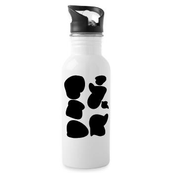 Happy moo cow cows spots 1c - Water bottle with straw - white - Right