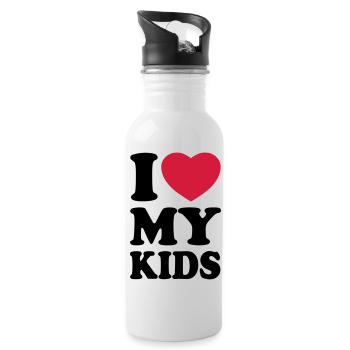 I love my kids - Ich liebe meine Kinder - Trinkflasche mit integriertem Trinkhalm - Weiß - Rechts