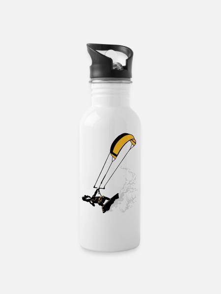 Kitesurfer and wave flex - Gourde avec paille intégrée - blanc