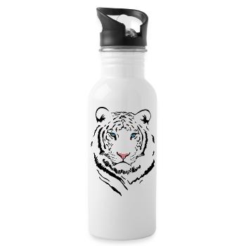 White Tiger #2 - Water bottle with straw - white - Right