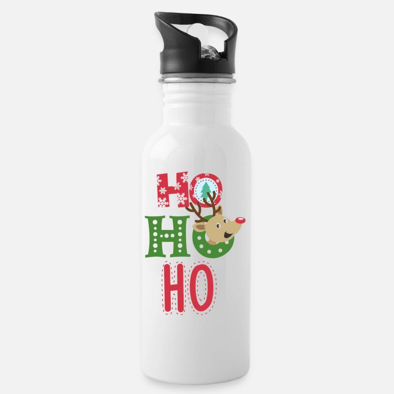 HOHOHO dear - Trinkflasche mit integriertem Trinkhalm - Weiß