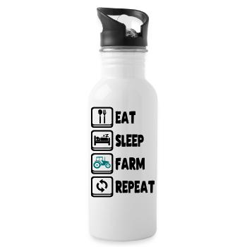 Eat Sleep Farm Repeat - Water bottle with straw - white - Right