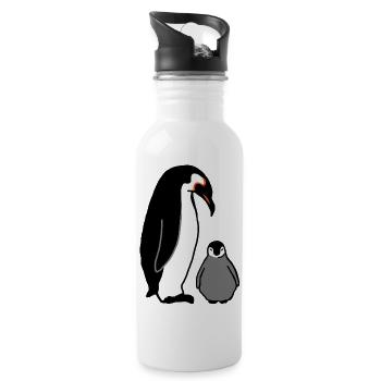 Penguin with baby - Water bottle with straw - white - Right