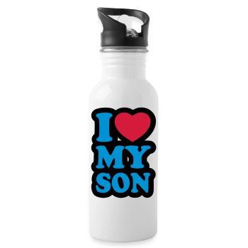 I love my son - Ich liebe meinen Sohn - Trinkflasche mit integriertem Trinkhalm - Weiß - Rechts