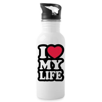 I love my life - J'aime ma vie - Gourde avec paille intégrée - blanc - Droite