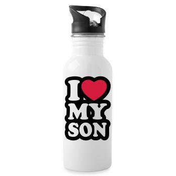 I love my son - Ich liebe meinen Sohn - Trinkflasche mit integriertem Trinkhalm - Weiß - Rechts