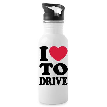 I love to drive - J'aime conduire - Gourde avec paille intégrée - blanc - Droite
