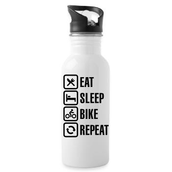 Eat sleep bike repeat - Water bottle with straw - white - Right