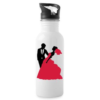 Mariage, Mariée, Le marié - Gourde avec paille intégrée - blanc - Droite