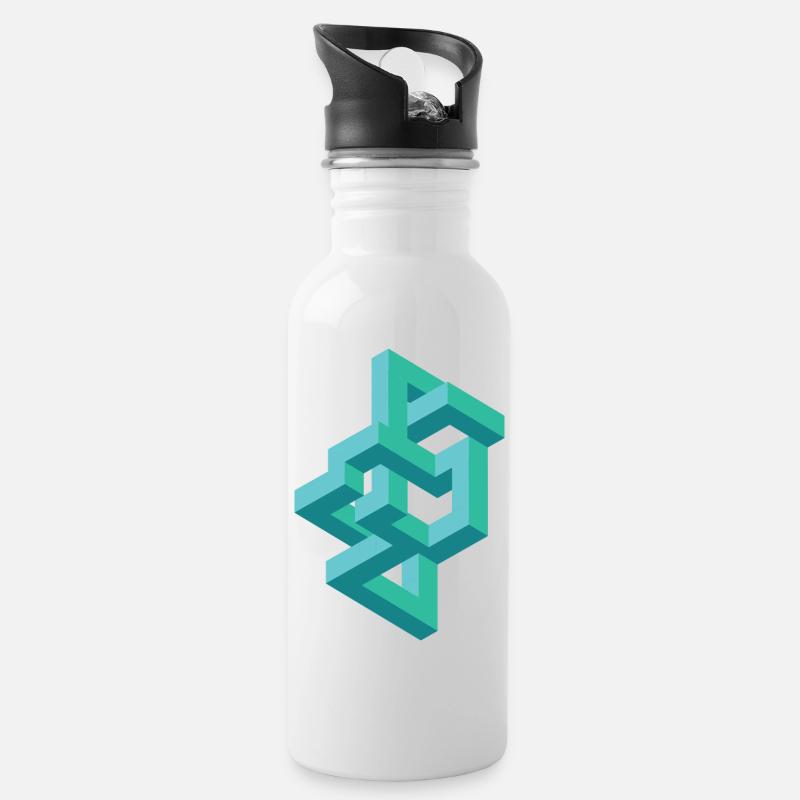 Illusion Optical Illusion - Water bottle with straw - white