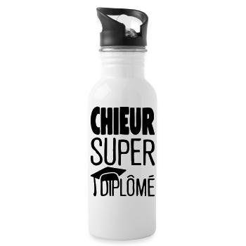 chieur super diplome citation humour chapeau - Gourde avec paille intégrée - blanc - Droite