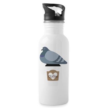 Coffee Love Pigeon Friend - Trinkflasche mit integriertem Trinkhalm - Weiß - Rechts