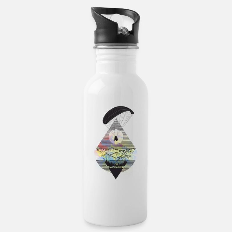 Paraglider pyramid - Water bottle with straw - white