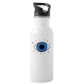 Auge, Schutz Symbol, Amulett, Weisheit & Stärke - Trinkflasche mit integriertem Trinkhalm - Weiß - Rechts