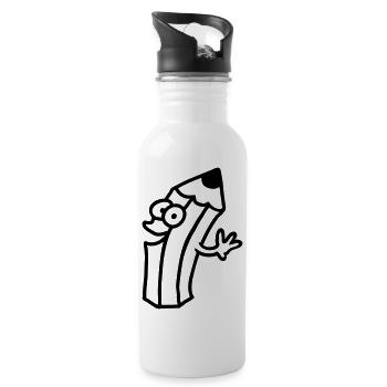 fröhlicher Stift - line - Trinkflasche mit integriertem Trinkhalm - Weiß - Rechts