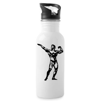 Bodybuilding - Gourde avec paille intégrée - blanc - Droite