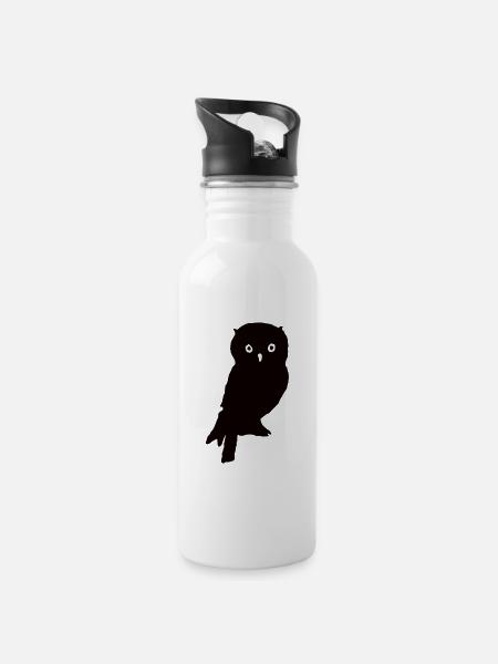 Kauz - Trinkflasche mit integriertem Trinkhalm - Weiß