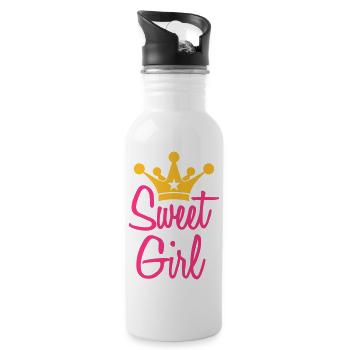 Sweet Girl - Trinkflasche mit integriertem Trinkhalm - Weiß - Rechts