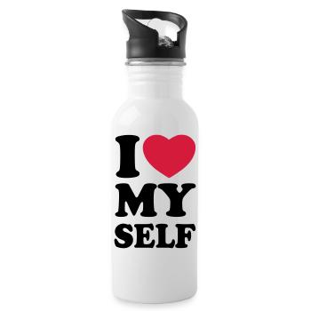 I love my self - Water bottle with straw - white - Right