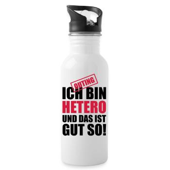 03 ich bin hetero und das ist gut so - Trinkflasche mit integriertem Trinkhalm - Weiß - Rechts