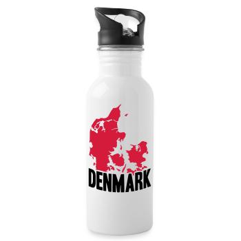Denmark national flag Danish pride Nordic - Water bottle with straw - white - Right