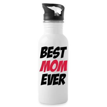 Best Mom Ever - Water bottle with straw - white - Right