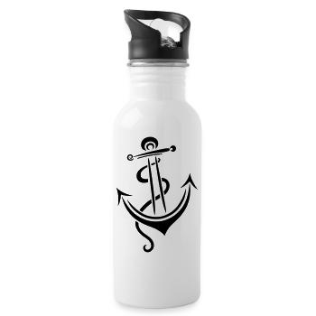 Anker Tattoo Ahoi Kapitän Sportler - Trinkflasche mit integriertem Trinkhalm - Weiß - Rechts