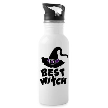Best Witch, Hexe, Halloween, Zauberei, Magie, Fun - Trinkflasche mit integriertem Trinkhalm - Weiß - Rechts
