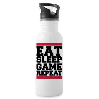 eat sleep game repeat - Trinkflasche mit integriertem Trinkhalm - Weiß - Rechts