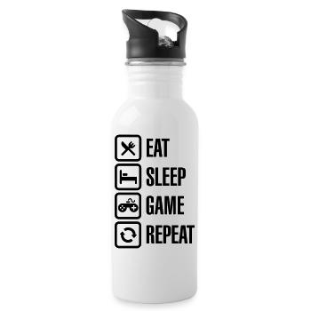 Eat sleep game repeat - Trinkflasche mit integriertem Trinkhalm - Weiß - Rechts