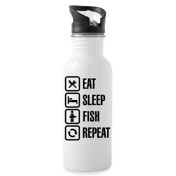 Eat - sleep - fish - repeat - Gourde avec paille intégrée - blanc - Droite