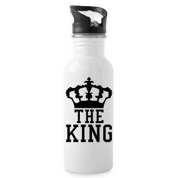 the king krone design text logo cool - Trinkflasche mit integriertem Trinkhalm - Weiß - Rechts