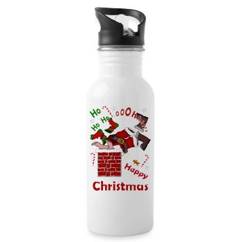 Weihnachten - Trinkflasche mit integriertem Trinkhalm - Weiß - Rechts