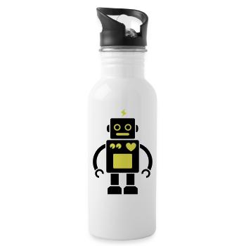 Roboter / Robot #2_2c - Trinkflasche mit integriertem Trinkhalm - Weiß - Rechts