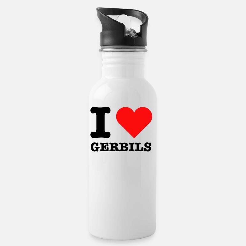 J'aime les gerbilles | Race douce disant - Gourde avec paille intégrée - blanc